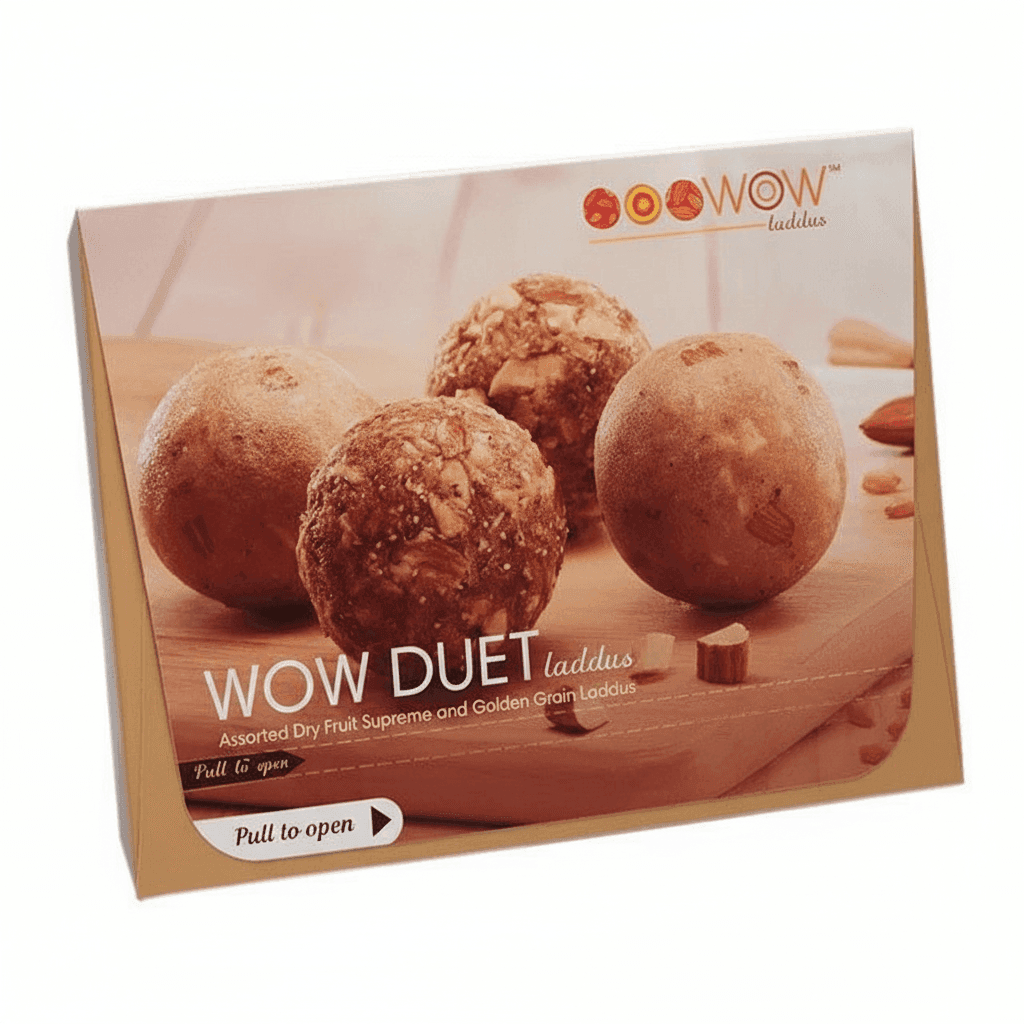 Wow Duet Laddus box (12 pieces, 6 each of 2 types of laddus ladoos) , diwali gift hamper , corporate gifting