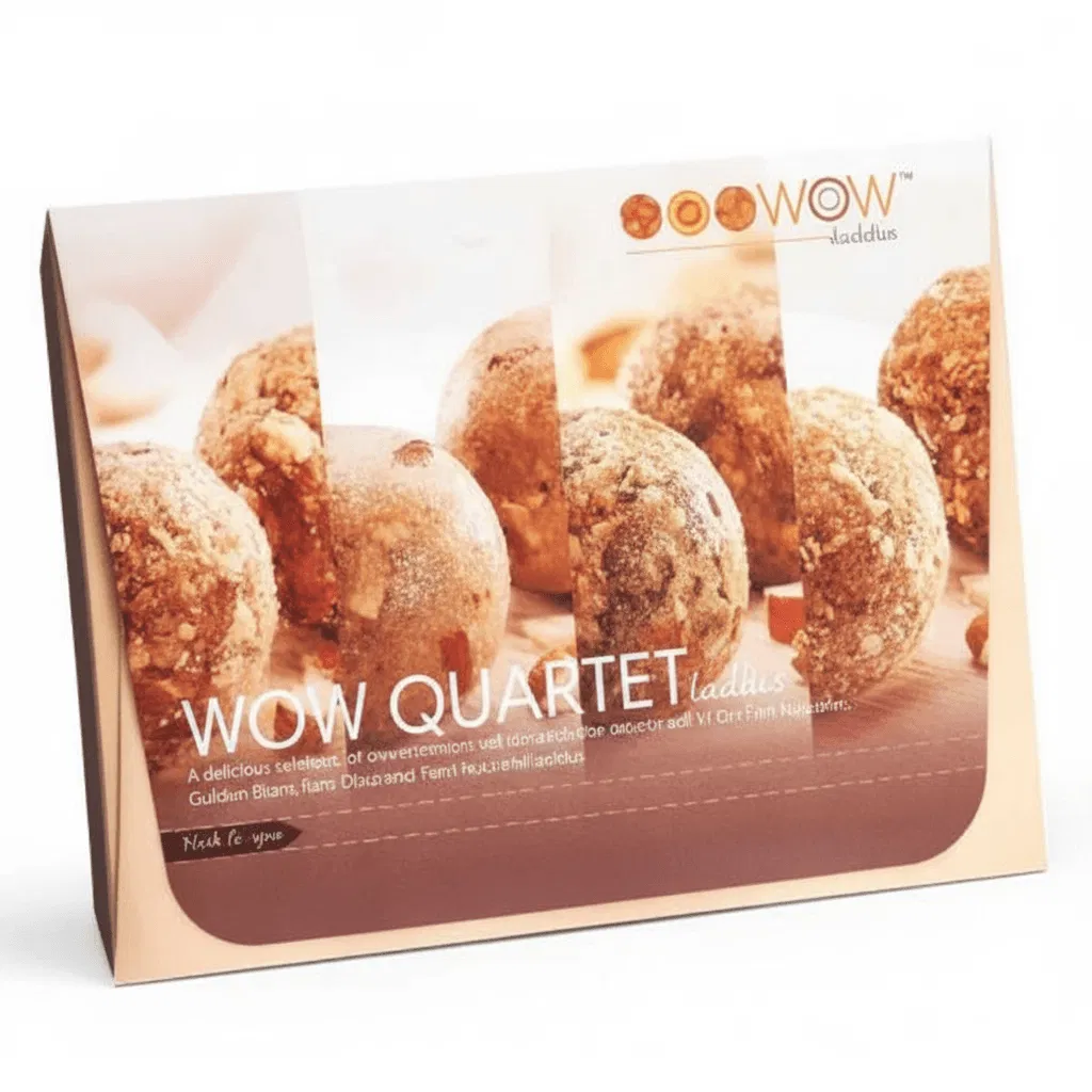 Wow Laddus Quartet Box (4 in 1) 12 pieces , diwali gift hamper , corporate gifting