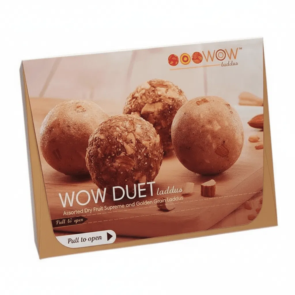 Wow Duet Laddus box (12 pieces, 6 each of 2 types of laddus ladoos) , diwali gift hamper , corporate gifting